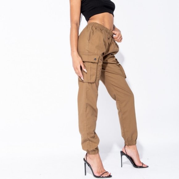 High Waist Loose Fit Cargo Utility Joggers Jogger Pants - Picture 5 of 7